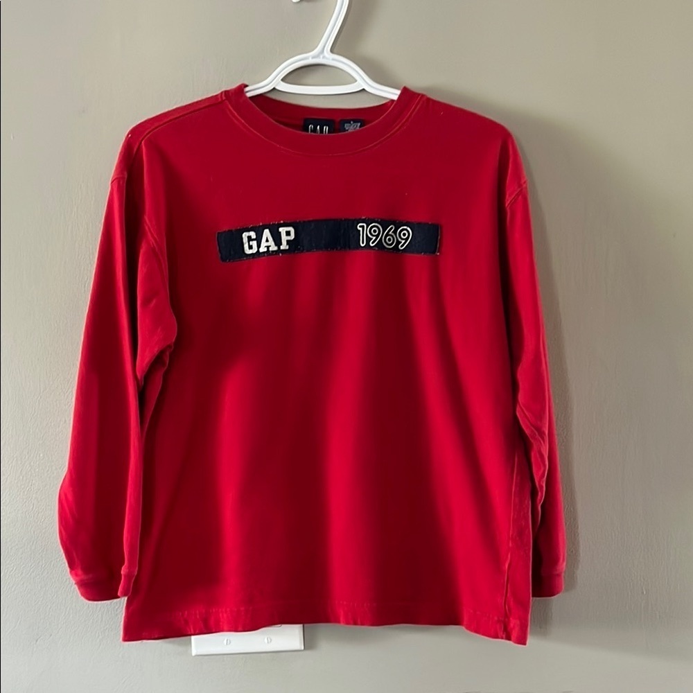 GAP Kids Red Long Sleeve Tee with Logo